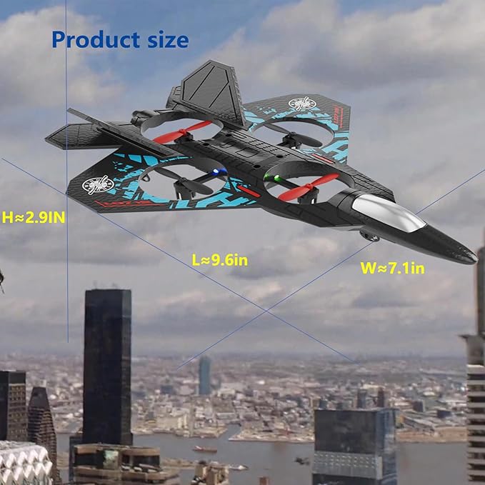 RC Airplane Fighter Jet with Remote Control, Light Effects, 360° Flip Stunts, Kids Toy